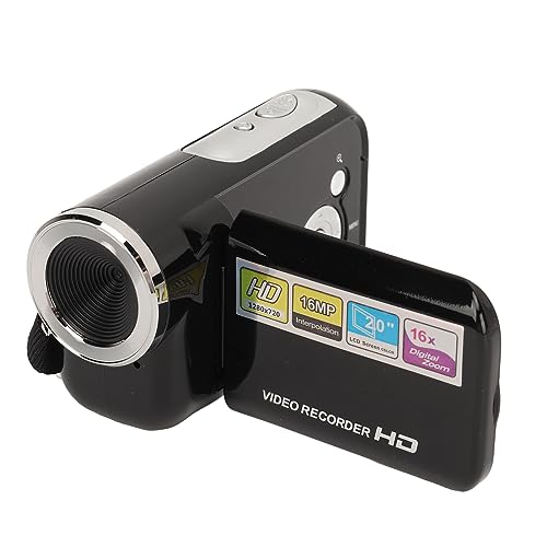 Videokamera Camcorder, HD 1080P 16MP Camcorder mit 16 fachem Zoom, 2 Zoll TFT Bildschirm Vlogging Kamera, Tragbarer Handvideorecorder