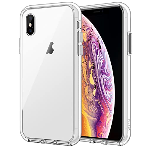 JETech Hülle für iPhone XS und iPhone X, Nie Vergilbung Handyhülle Stoßfest, Schutzhülle Anti-Kratzt Transparent Rückseite (Durchsichtig)