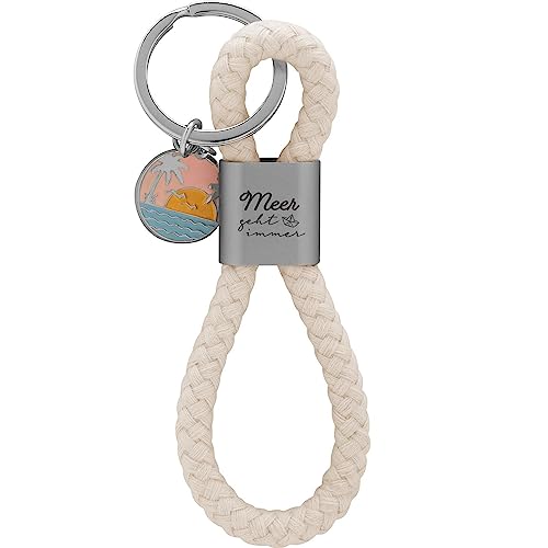 GRUSS & CO Schlüsselanhänger Loop Motiv Meer | Anhänger bestehend aus einer geflochtenen Schlaufe, mit Motivdruck Meer geht immer, mit rundem Charm | 48355