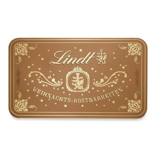 Lindt Schokolade | Weihnachts-Kostbarkeiten Dose | 315g | 31 edle Pralinen in 16 Sorten, teilweise mit Alkohol | festliche Pralinenmischung als Geschenkbox zur Weihnachtszeit
