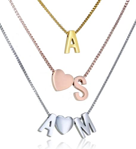 Personalisierte Damen Halskette mit Buchstaben Anhänger Gold Silber Choker Armband aus Edelstahl Namenskette | verstellbar | Alphabet A-Z | Klassischer schmuck für Mädchen Herz Kette als Geschenk