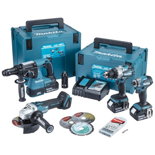 SET DHP489 + DTD173 + DHR243 + DGA504 + 3x BL1850 18V 5Ah + 1x DC18RC Makita DLX4195JX1