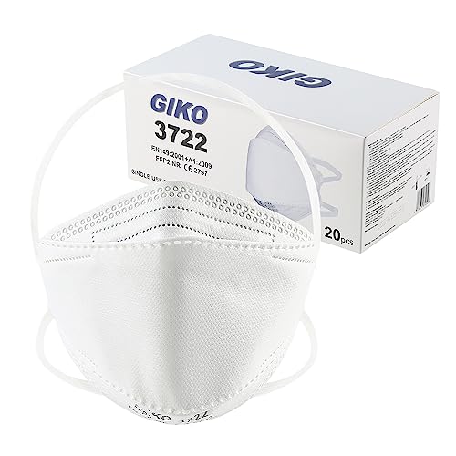 GIKO FFP2 Maske einzeln verpackt 20 stück weiß FFP2 Masken Fischform Kopfband Maske FFP 2 Gesichtsmasken