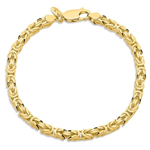 Tony Fein Königsarmband 3,8mm 585er 14 Karat Gelbgold Vergoldet Hochglanzpoliert Schmuck für Damen und Herren Made in Italy