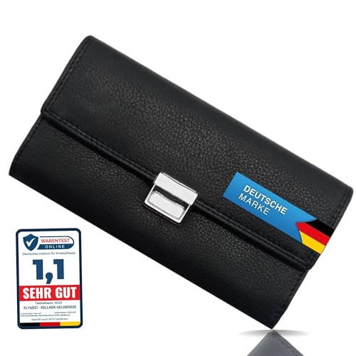 ELYARZI Hochwertige Kellner Geldbörse 100% Wasserbüffel Leder weich - RFID-Schutz - Profi Kellner Portemonnaie Schwarz, Taxi Geldbörse, Unisex Kellner Geldbeutel, Großes Münzfach.