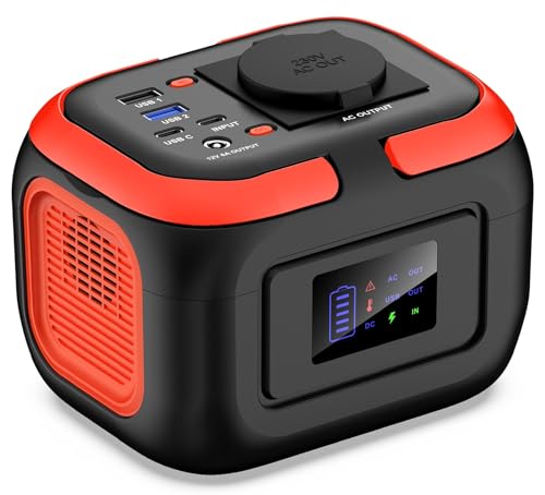 SinKeu Tragbares Powerstation 97Wh, 26400mAh Mini Generator mit 120W 230V AC Steckdose, 12V DC, USB Ports für Handy Laptop, Mobiler Stromversorgung Akku für Camping Reise Notfall(ohne Solarpanel)