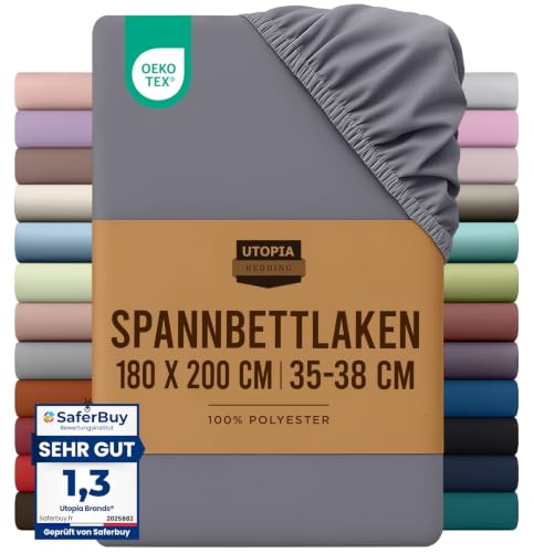 Utopia Bedding - Spannbettlaken 180x200cm - Grau