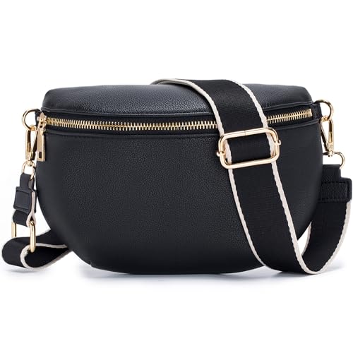 Roulens Kleine Damen Umhängetaschen,Elegant Bauchtasche Damen,Umhängetasche aus Veganes Leder,Crossbody Bag Damen,RFID Blockierung Kartenschlitz Brusttasche mit Verstellbar Abnehmbar Breiter Gurt