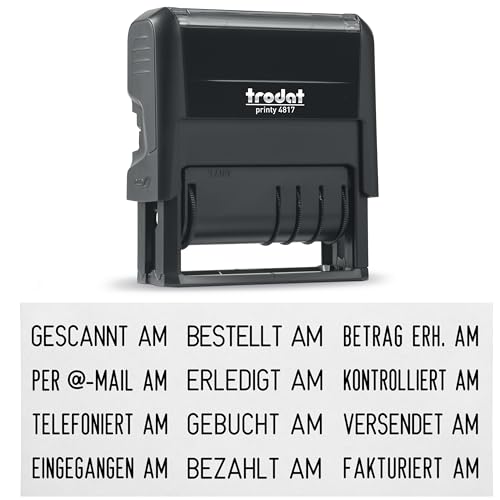 Trodat Printy 4817 Datumstempel mit Wortband, 12 Office-Texte zum Drehen