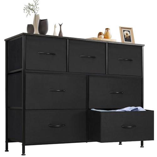 DUMOS Kommode für Schlafzimmer mit Stoffschubladen hohe Organizer für Kleidung Schrank Kinderzimmer