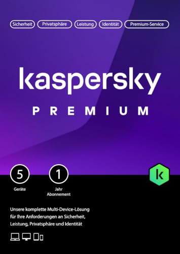 Kaspersky Premium Total Security 2026 | 5 Geräte | 1 Jahr | Anti-Phishing und Firewall | Unbegrenzter VPN | Passwort-Manager | Kindersicherung | 24/7 Unterstützung | PC/Mac/Mobile | Code per Post