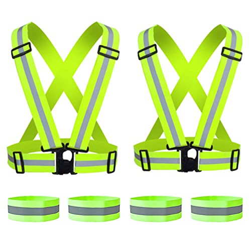 WORK IDEA 2er Pack Warnschutzweste, Reflektierende Weste Zertifikat, Verstellbare Weste für Fahrrad, Laufen, Wandern oder Outdoor