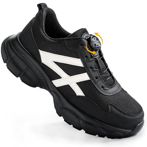 AUTESS Arbeitsschuhe Sicherheitsschuhe Herren Damen Leicht Stahlkappenschuhe rutschfeste Arbeitsschuhe mit Drehschnalle Schnürsenkeln Atmungsaktiv