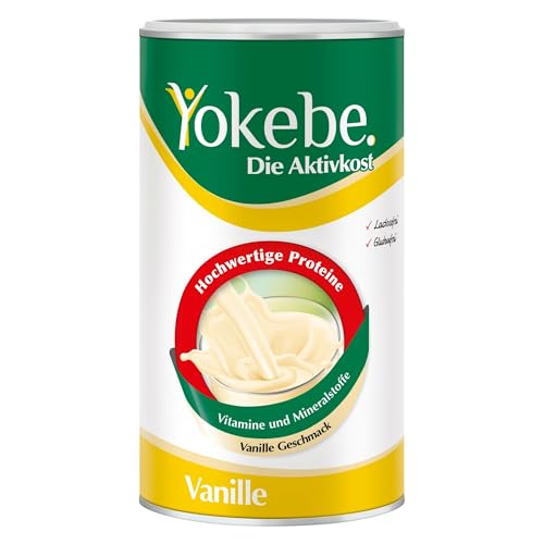 YOKEBE Vanille – Diätshake zum Abnehmen – glutenfrei, laktosefrei und vegetarisch – Mahlzeitersatz zur Gewichtsabnahme mit hochwertigen Proteinen – Vanille-Geschmack – 500 g