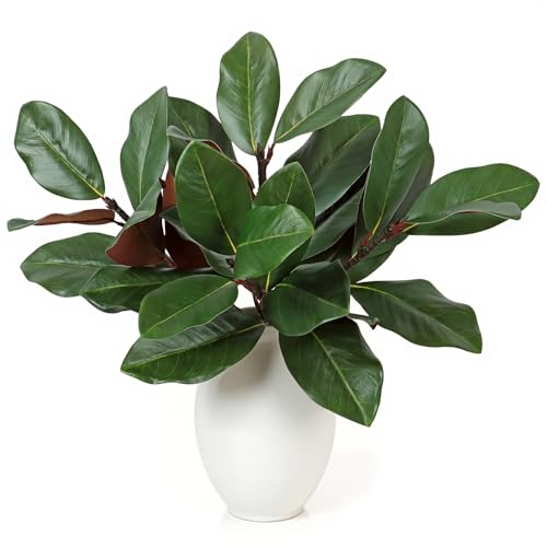 SOMYTING 4 Bündel Kunstpflanze Künstliche Pflanzen Wie Echt 46 cm Kunstpflanzen Künstliche Magnolienblätter Fake Plant Plastik Pflanze für Schlafzimmer, Badezimmer, Wohnzimmer, Zimmer Deko (18 Zoll)
