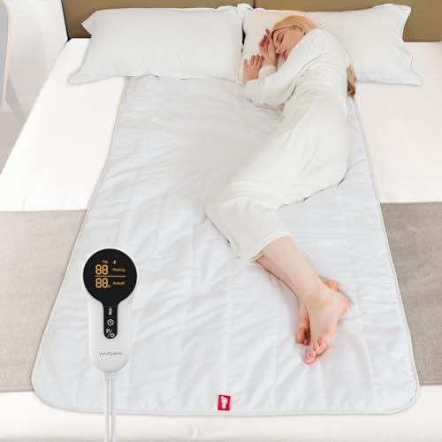 Comfytemp Wärmeunterbett 165x80cm mit 0,5-12h Abschaltautomatik,12 Wärmestufen Zwei Temperaturzonen 3 Heizmodi Wärmeauflage Matratzenauflage Matratzen Geschenke für Mütter, Frauen, Mama, Papa