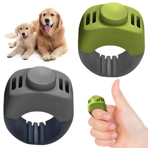 huoanpo 2X Klicker Hund (19mm/21mm) in Grasgrün und Grau – Praktisches Hundetraining-Zubehör als Fingerring-Clicker Hund für Hunde-, Katzen- und Pferdetraining.​