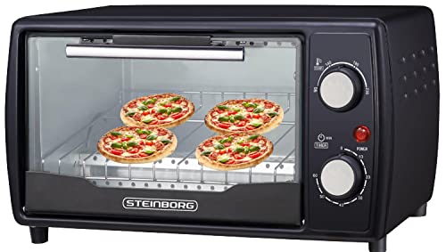 Ecosa Mini Backofen | 1000 Watt | 10 Liter | inkl. Backblech und Grillrost | Pizzaofen | 90°-230°C | 60 min. Timer | aufklappbares Krümelblech | Minibackofen | Backofen | Kleiner Backofen