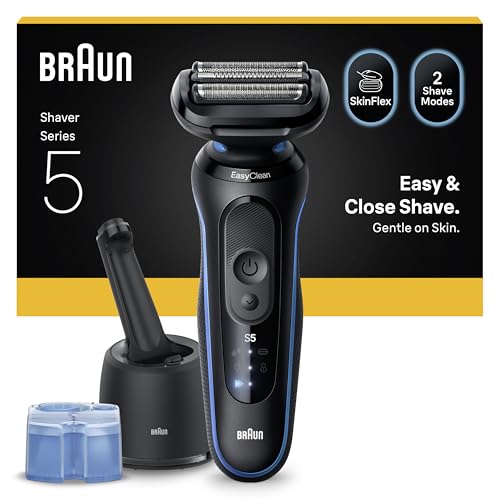 Braun Series 5 Elektrorasierer Herren, Nass- und Trockenrasur, Turbo und Standard Modus, Made in Germany, Rasierapparat mit SmartCare Reinigungsstation, Made in Germany, Wasserdicht, 52-B7000cc, Blau