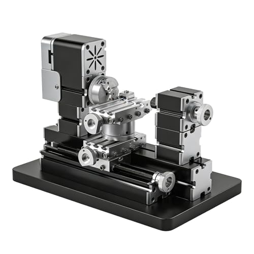ZHRUI Hochleistungs-Mini-Drehmaschine, 60 W, aus Metall, Heimwerker, 4-Achsen, Drehmaschinen, Werkzeugmaschinen mit Sockel, 12000 U/min, für Holz, Weichmetalle, Plexiglas, Kunststoff