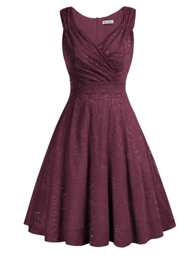 GRACE KARIN trägerkleid Knielang Retro Kleid a Linie Damen Festliche Kleider Spitze Swing Kleid CL645-10 XL