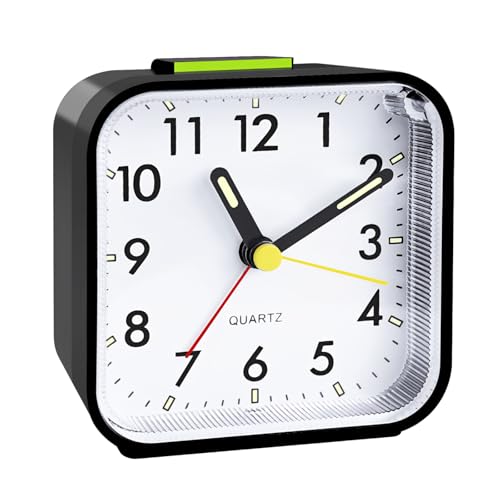 CNMTCCO Wecker,wecker analog ohne Ticken,batteriebetrieben, lauter Alarm,Schlummerfunktion,geräuschloser Betrieb, leuchtendes Display, tragbares Design für Tiefschläfer. (Schwarz)