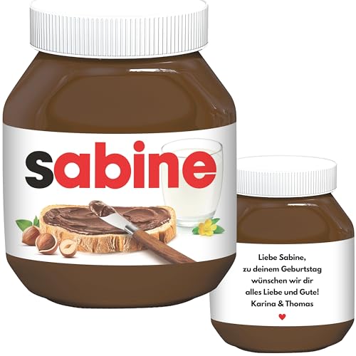 Schokoaufstrich Etiketten mit Namen personalisiert Aufkleber für z.B. Glas Nutella Geschenk zum Geburtstag | 2 Stück