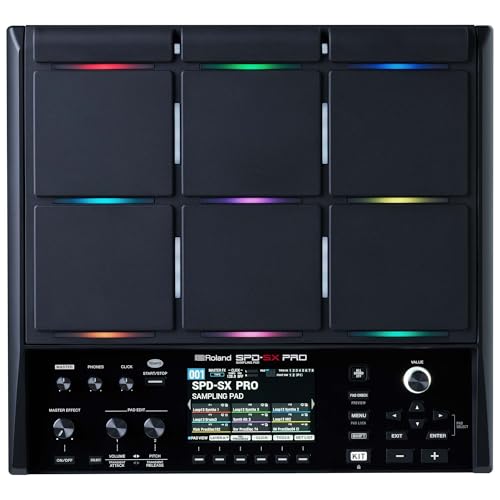 Roland SPD-SX PRO Sampling Pad | Das Sampling Pad Topmodell für Drummer & andere Musiker | 9 Spieloberflächen, 8 externe Trigger-Eingänge, Farbdisplay, anpassbare Pad-LEDs, integrierte Effekte & mehr