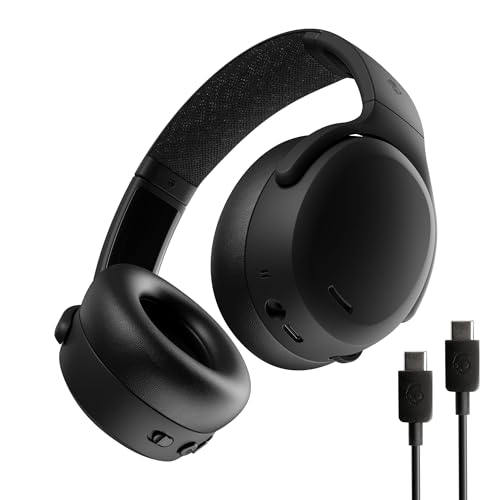 Skullcandy Crusher ANC 2 Over-Ear Noise Cancelling Wireless-Kopfhörer mit Sensory Bass, 50 Std. Akkulaufzeit, Skull-iQ, Alexa-Unterstützung, Mikro, Bluetooth-kompatibel - Schwarz