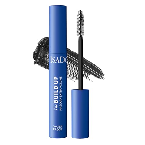 IsaDora The Build Up Mascara Extra Volume Waterproof – Sorgt für aufbaubares, schwereloses Volumen – schwarze wasserfeste Mascara, veganes Make-up, tierversuchsfrei, parfümfrei (01 Black)