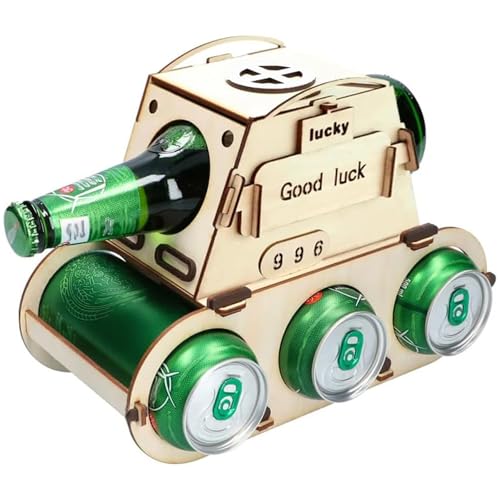 Flaschenträger Holz, Panzer Design Bier Geschenk für Männer, Persönliches Geschenk zum Geburtstag, Stabiles Holz für Bierflaschen