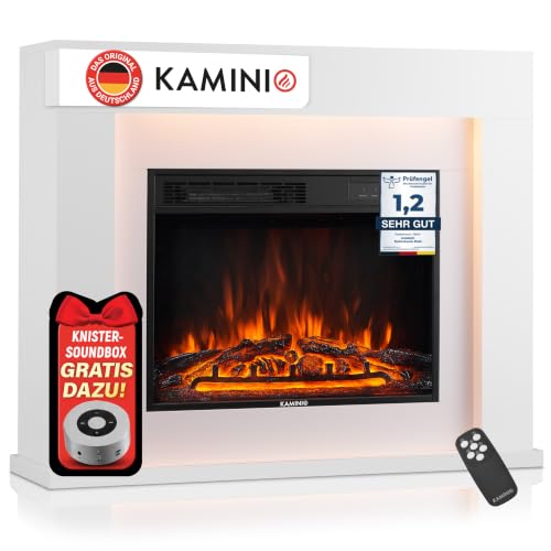 KAMINIO® Matti MODERN 38 Weiß Elektrokamin mit Heizung [Standkamin]