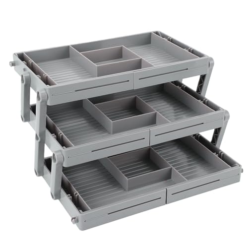 Brrnoo Schubladen 3 Ebenen verstellbar faltbar erweiterbar mit verst rkten Reihen f r Kosmetik Schmuck B robedarf K chenutensilien platzsparende Ordnungshilfe