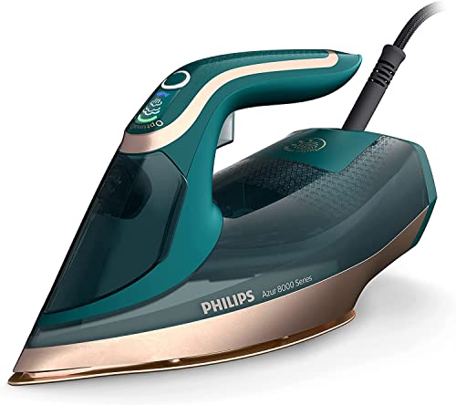 Philips Azur 8000 Serie Dampfbügeleisen - 70 g/min Dauerdampf, 240 g Turbo-Dampfstoß, 3000 W Leistung, OptimalTEMP-Technologie, Grün Opal (DST8030/70)