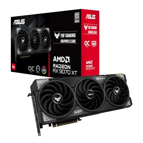 ASUS TUF Gaming Radeon RX 9070 XT OC Edition 16GB GDDR6 Grafikkarte (AMD Radeon Radeon RX9070XT, PCIe 5.0, 1x HDMI 2.1b, 3X DisplayPort 2.1a, 3.125-Slot-Design)