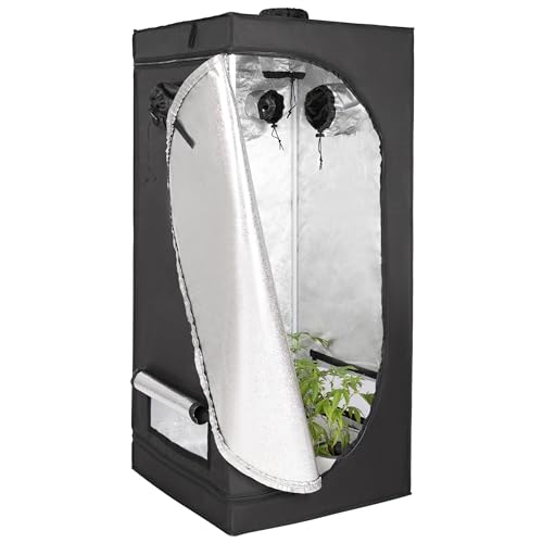 ONVAYA® Pflanzen-Zuchtzelt ǀ 80 x 80 x 160 cm ǀ lichtundurchlässig ǀ mit 5 Zugängen ǀ inkl. wasserfester Bodenschutzwanne ǀ einfacher Aufbau ǀ Indoor-Gewächshaus