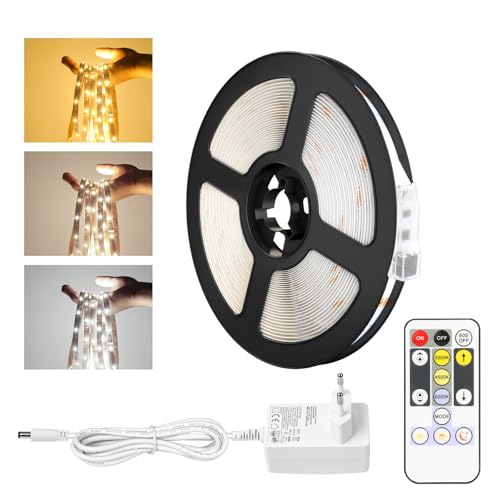Lepro LED Strip 5M Set Dimmbar,Warmweiß bis Kaltweiß LED Streifen 12V Selbstklebend, Flexibel DIY LED Band, IP20 LED Leiste, 300 LEDs SMD 2835, LED Lichtband für Innen Küche Zimmer Deko