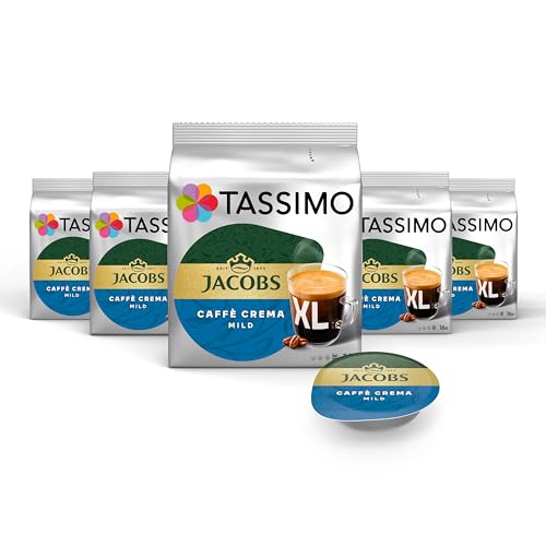 Tassimo Kapseln Jacobs Caffè Crema Mild XL, 5 x 16 Pads, 80 Kaffeekapseln