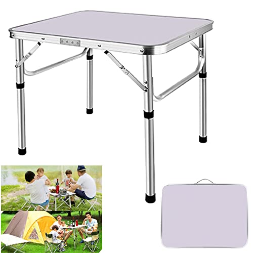 Klapptisch aus Aluminium, 60 cm, tragbar, für Camping, Picknick, Outdoor, Gartentisch für Grillparty, Schreibtisch, PC-Arbeitsplatz, platzsparend, kompakt, zusammenklappbar, höhenverstellbar