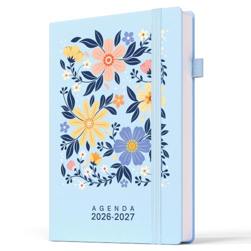 TDOLISSTE - Kalender 2026-2027 Wochenplaner A5 Terminplaner (Sky Blue) | Mehrsprachiger Wochenplaner für Lehrer, Schüler, Büro, 1 Woche 2 Seiten, Juli 2026 - Dezember 2027