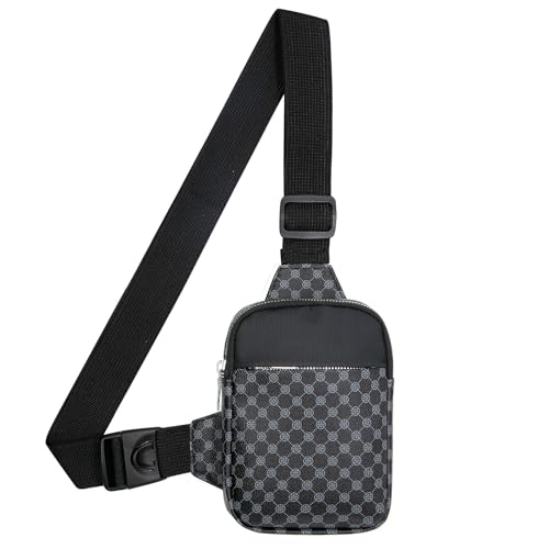 Long Keeper Kunstleder Sling Bag Brusttasche, Klein Umhängetasche Damen Herren Schultertasche Sling Tasche Wasserdicht Schulter Handytasche Für Reisen Outdoor