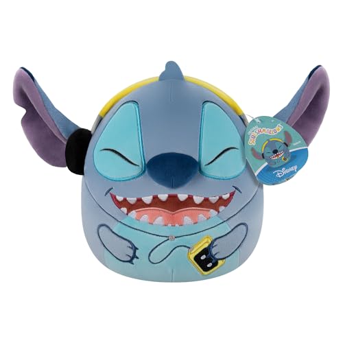 Squishmallows SQDI01383 - Disney Stitch mit Kopfhörer 25 cm, offizielles Jazwares Plüsch, superweiches Kuscheltier