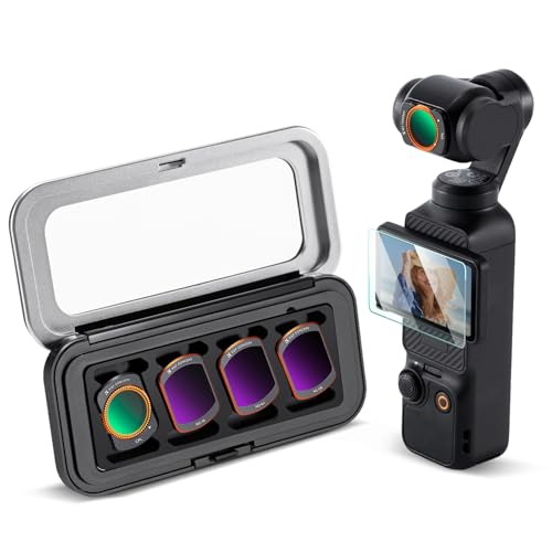 K&F CONCEPT FSD18 magnetisches ND Filter Set, kompatibel mit DJI Osmo Pocket 3/4, 4er Pack, CPL Filter, ND16, ND64, ND512 Filter, Osmo Pocket 3 Zubehör, Osmo Pocket 4 Zubehör(Aluminiumrahmen)