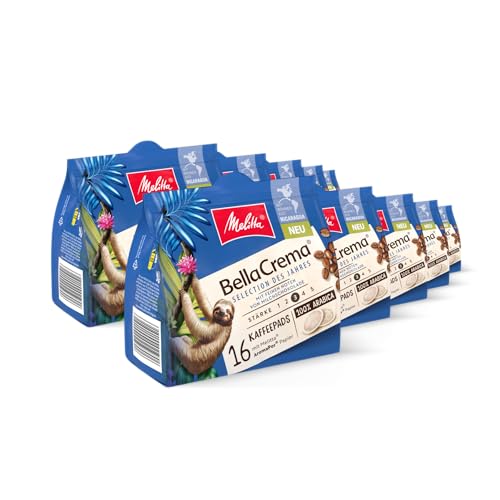 Melitta BellaCrema Selection des Jahres gemahlener Röstkaffee in Kaffee-Pads 10 x 16 Pads, Kaffeepads für Pad-Maschine, mittlere Röstung, geröstet in Deutschland, Stärke 3, im Tray