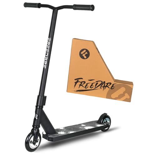 FREEDARE JB-2 Pro Stunt-Scooter Komplett-Trick-Scooter für Kinder ab 8 Jahren, Jugendliche, Erwachsene, Freestyle-Straßen-Roller für Fortgeschrittene und Anfänger, Skate Park Schwarz