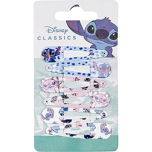 Stitch-Haarnadeln, mehrfarbig, aus robusten Materialien, bedruckt mit Stitch und Engel, Originalprodukt, entworfen in Spanien, 6 Stück