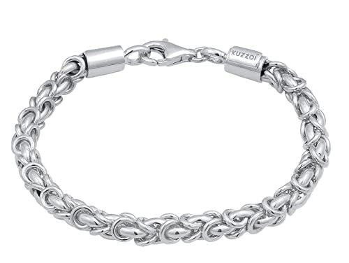 Kuzzoi Buddha Silber Armband für Herren, handgefertigtes Königsketten Armband (5 mm) aus 925 Sterling Silber, massives Königsarmband für Männer, Länge 21 cm