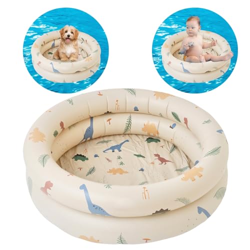 Planschbecken für Kinder, aufblasbares Baby Schwimmbad, rundes aufblasbares Planschbecken, Innen und Außenbereich Garten Hinterhof Wasser Spielen Schwimmbad, Sommer Spielen Wasser Tools (Beige)