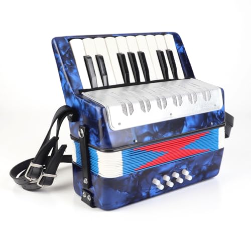 Piano Accordion 17 Key 8 Bass Beginner Handheld Musical Instrument for Kids Children Students Beginners Learning Teaching Music Education