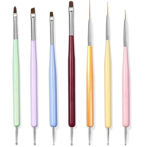 7 Nail Art Pinsel Set für Enthält Nagellackpinsel, Nailart-Malpinsel, Nagelliner-Pinsel, Nagelverlängerungsgelpinse Builder-Gelpinsel sowie Mehrfach-Dotting-Pens für kreative DIY-Nailart.